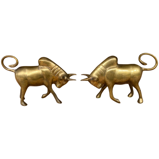 Pair of Brass Bulls