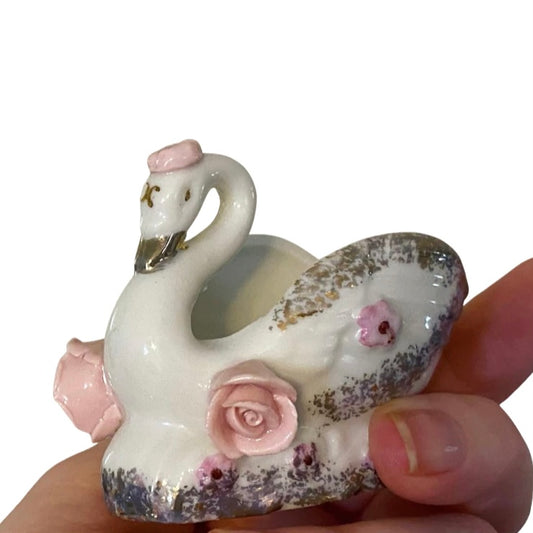 Porcelain Swan with Roses