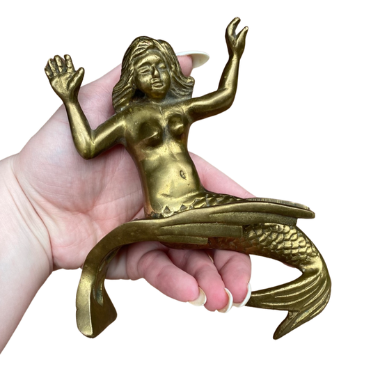 Brass Mermaid Riding Wave