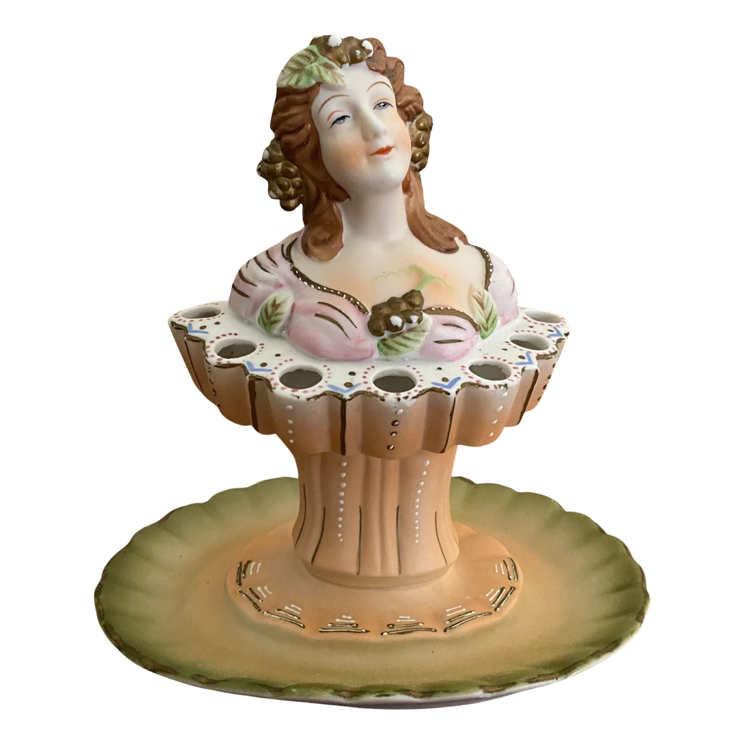 Porcelain Cigarette Holder Woman Bust